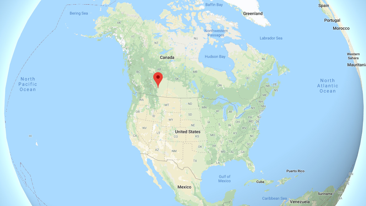 Calgary in the map of North America.
