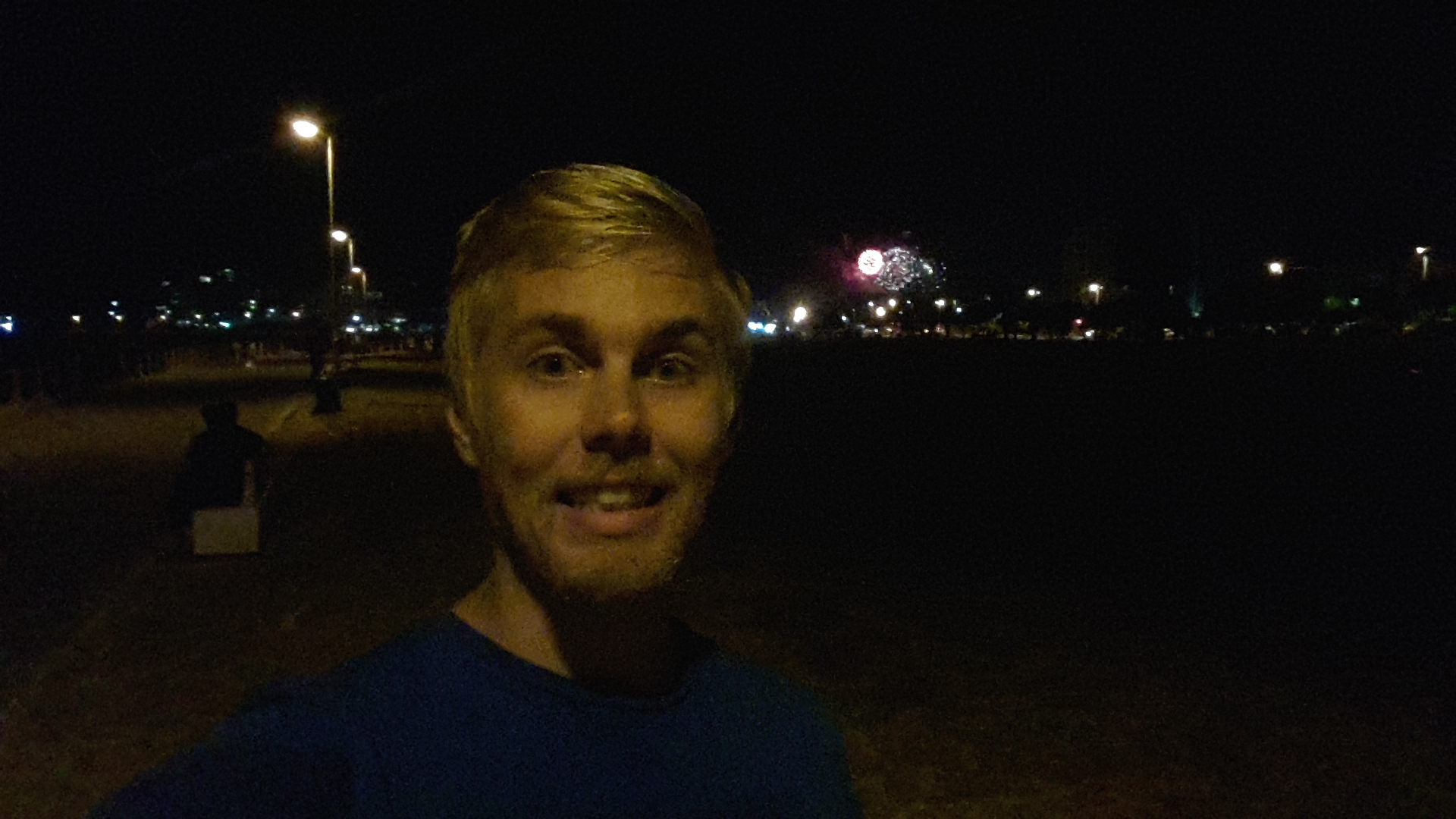 New Year in Cape Town. Fireworks were at the other side of the town.
