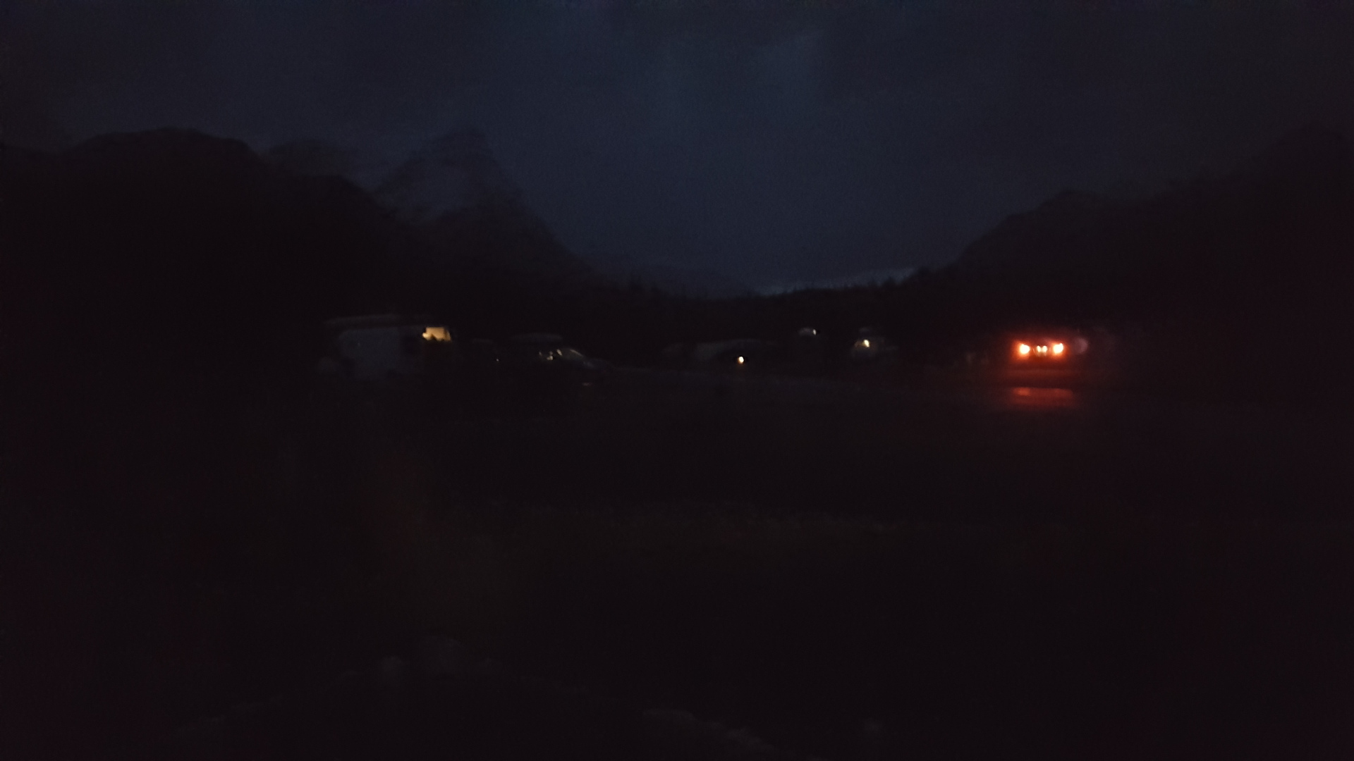 Campground at the side of Icefields Parkway. I felt small and helpless in the darkness, middle of mountains.