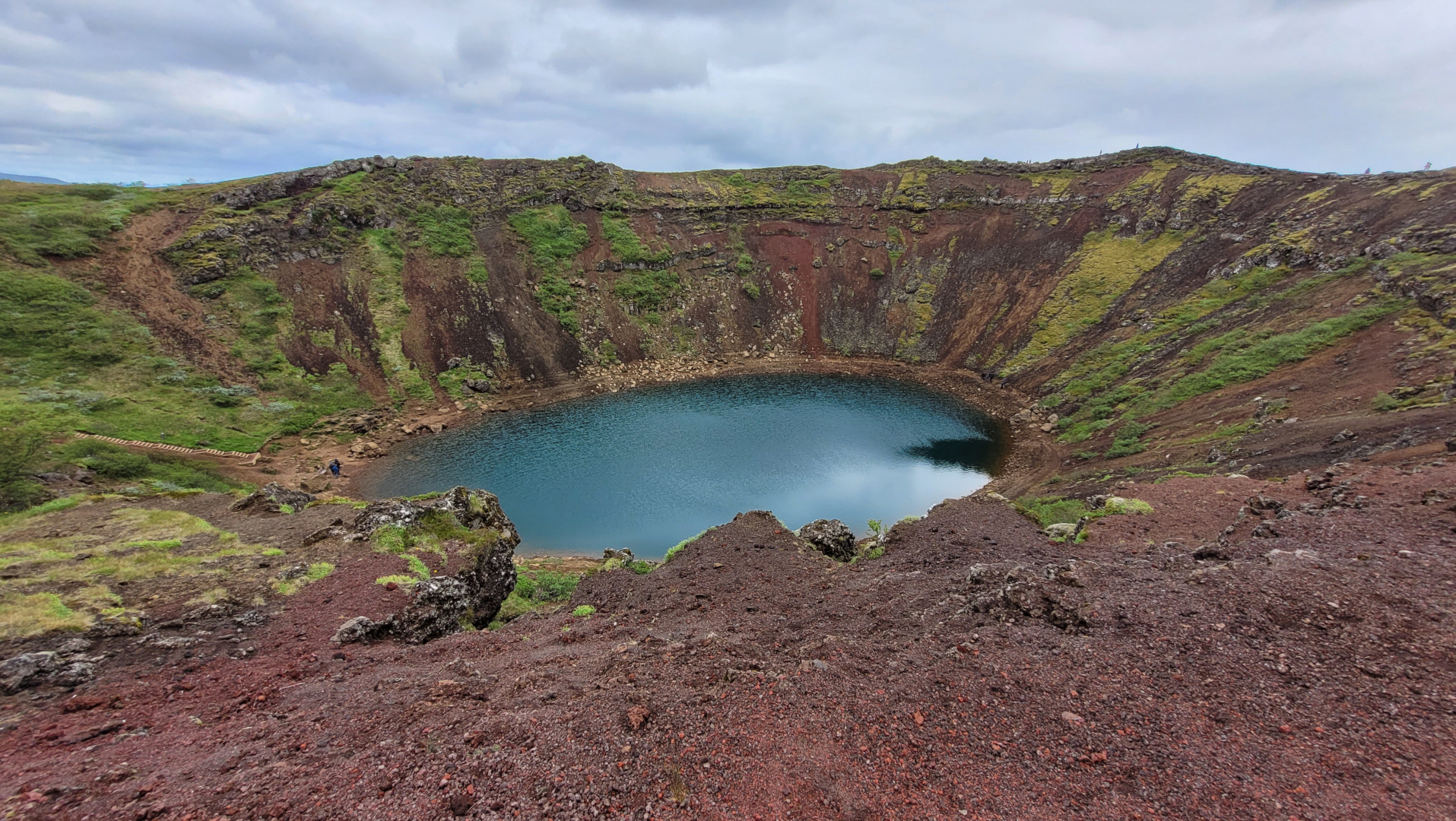 Kerid volcano crater. The water level is relative to the water table. 