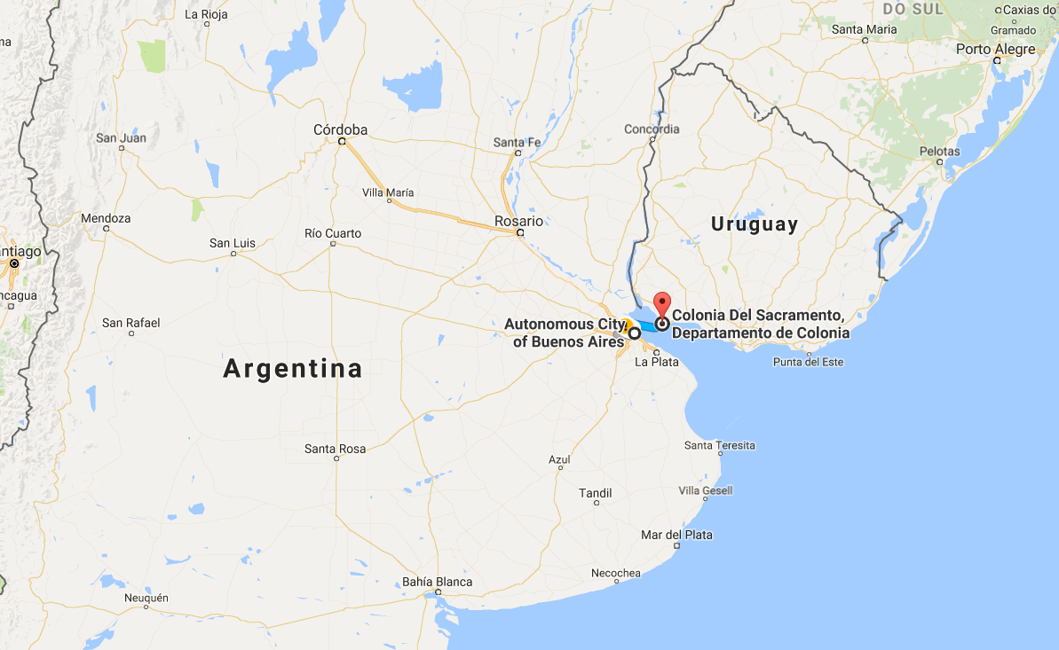 Lautta Buenos Airesista Colonia Del Sacramenton kaupunkiin kesti vain tunnin.